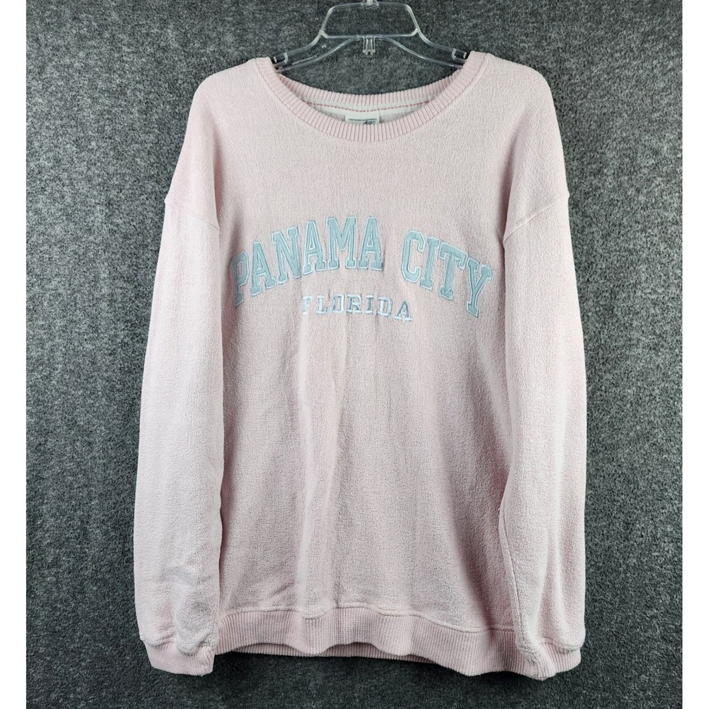 Pacific & Co Sweatshirt Womens XL 133EMB Pink Panama City Florida EUC